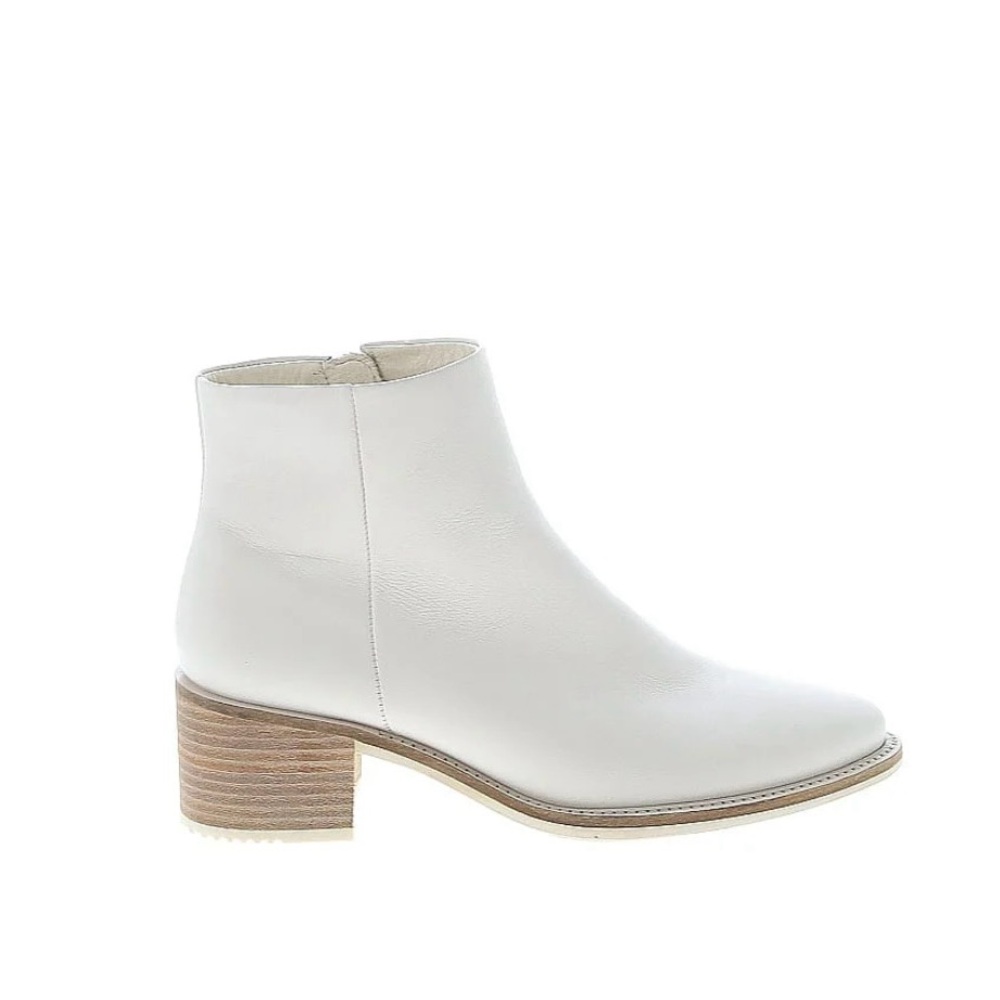Ecco White Leather Ankle Booties Minimalist Design